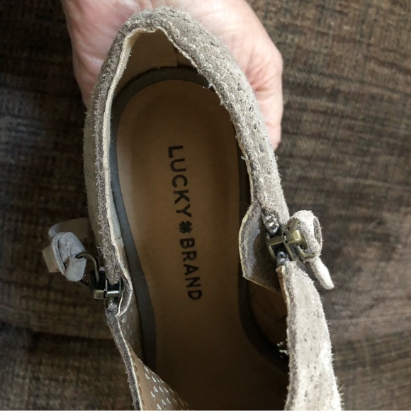 Lucky Brand Jabilo Perforated Suede Wedge Booties - Picture 10 of 11